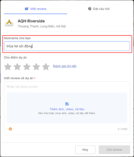 Giao diện viết review dự án